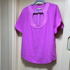 Elegant Purple Blouse with Unique Neckline